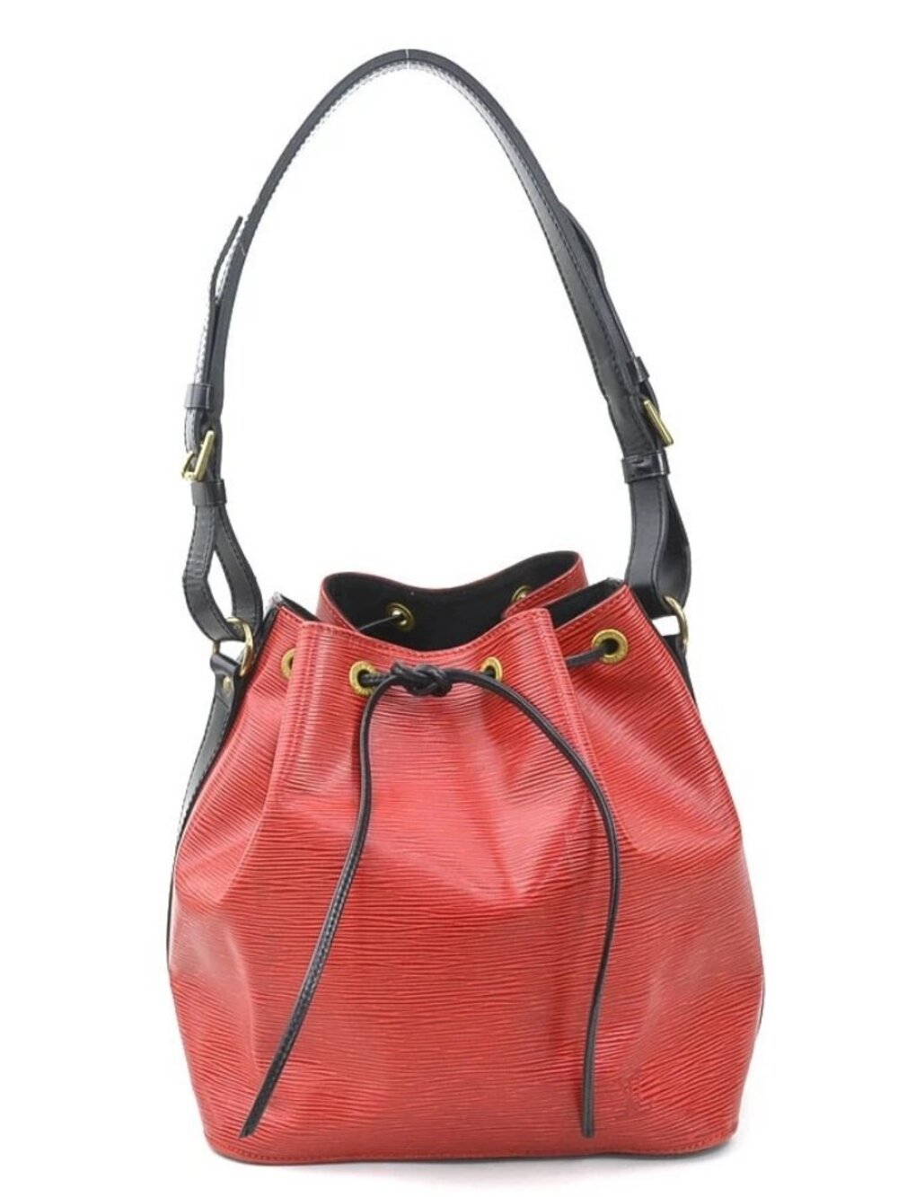 Auth LOUIS VUITTON Epi Petite Noe Shoulder Bag Red/Black Epi Leather
